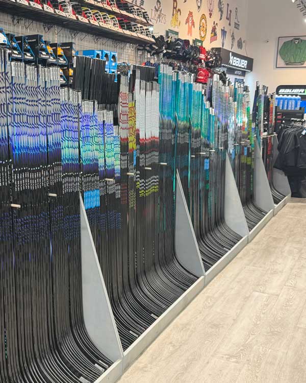 kevin-smith-hockey-sticks Wall of Bauer Hockey Sticks at Kevin Smith Sports